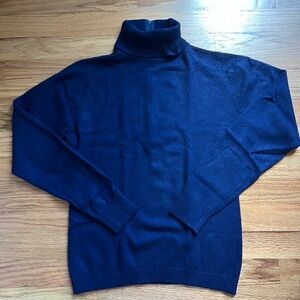Vintage Ballantyne cashmere navy blue mock zip turtleneck womens S 36 Scotland